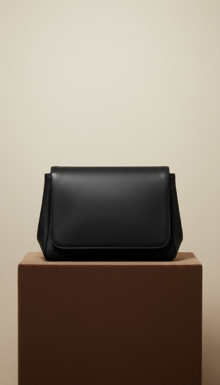 Ebony Leather Crossbody Bag with Velvet Lining